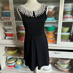 Free People Fit And Flare Tea Dress with Crochet Collar - Size Medium